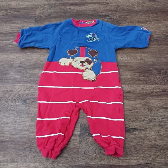 NY Giants Infant's One-Piece Size 18 Months Snaps Blue Kid Athlete Sports